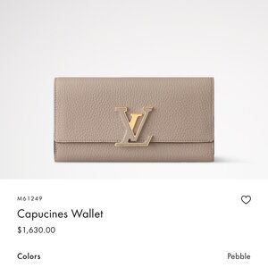 Louis Vuitton Capucines Pebble Leather Wallet - Pebble Taupe with Gold Hardware